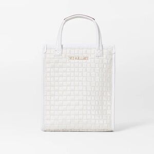 MZ WALLACE MICRO WOVEN BOX TOTE in Pearl Metallic